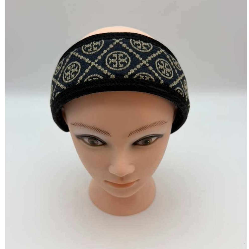Tory Burch Logo Print Headband Black & Beige – Padded – Classic Style